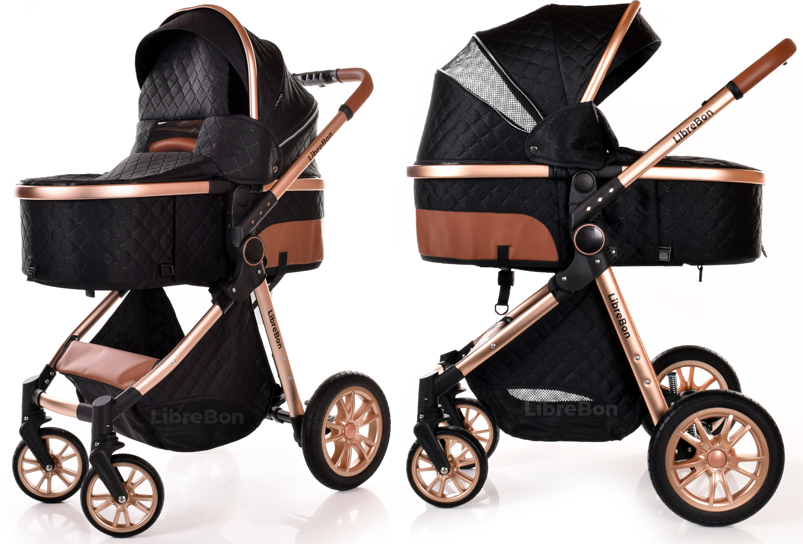 Baby Pram Buggy Travel System With Car Seat Black Silver frame