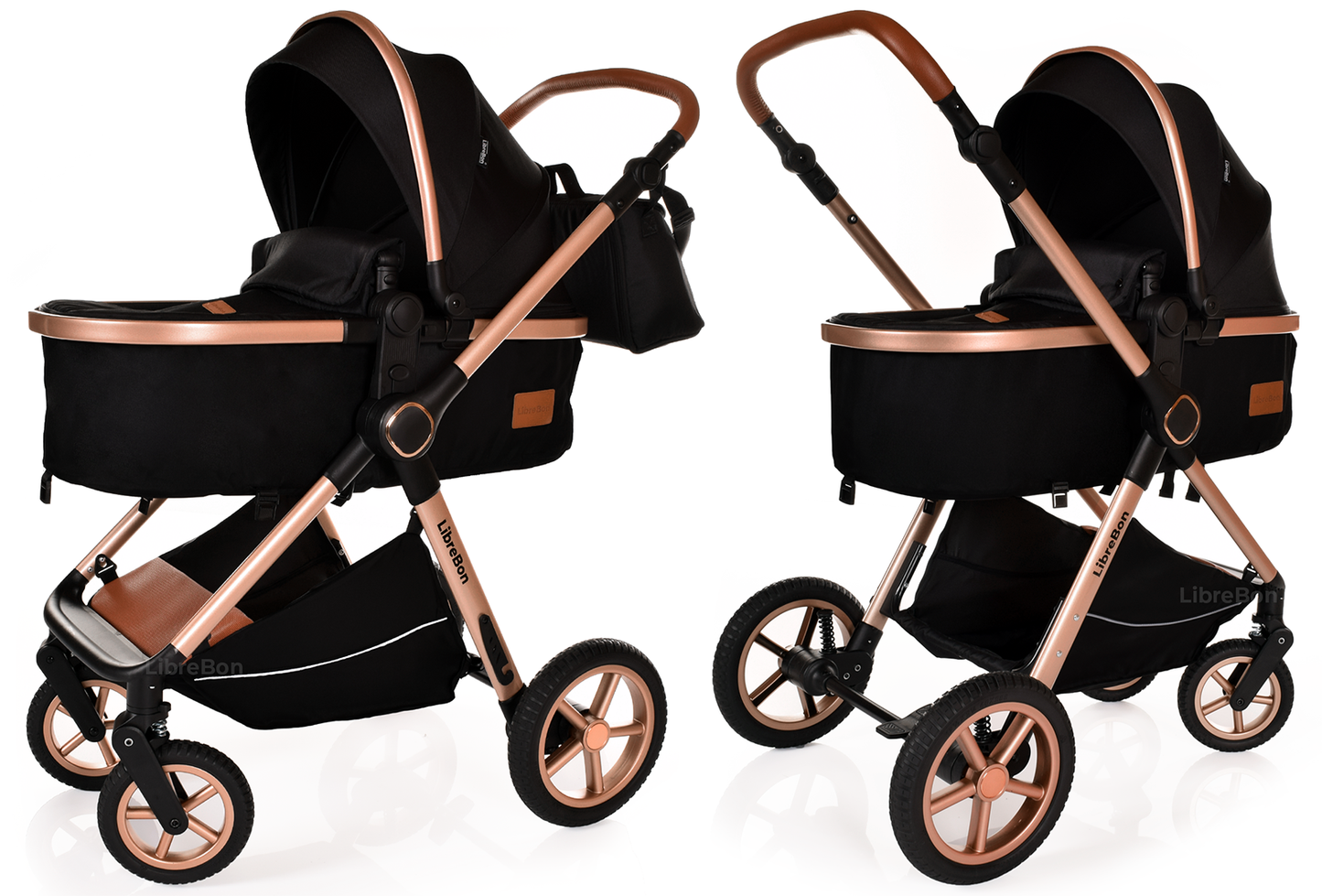 Librebon Baby Pram Pushchair Foldable Buggy Travel System With Car Seat From Birth Blue Gold