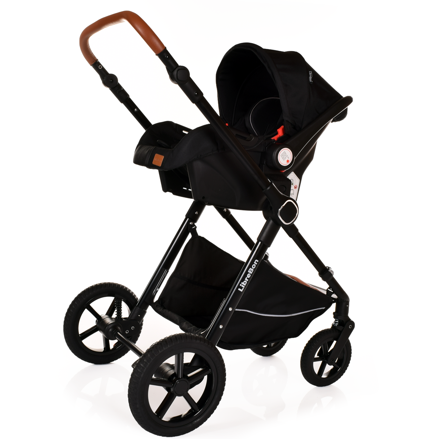 Librebon Baby Pram Pushchair Foldable Buggy Travel System With Car Seat From Birth Black Black