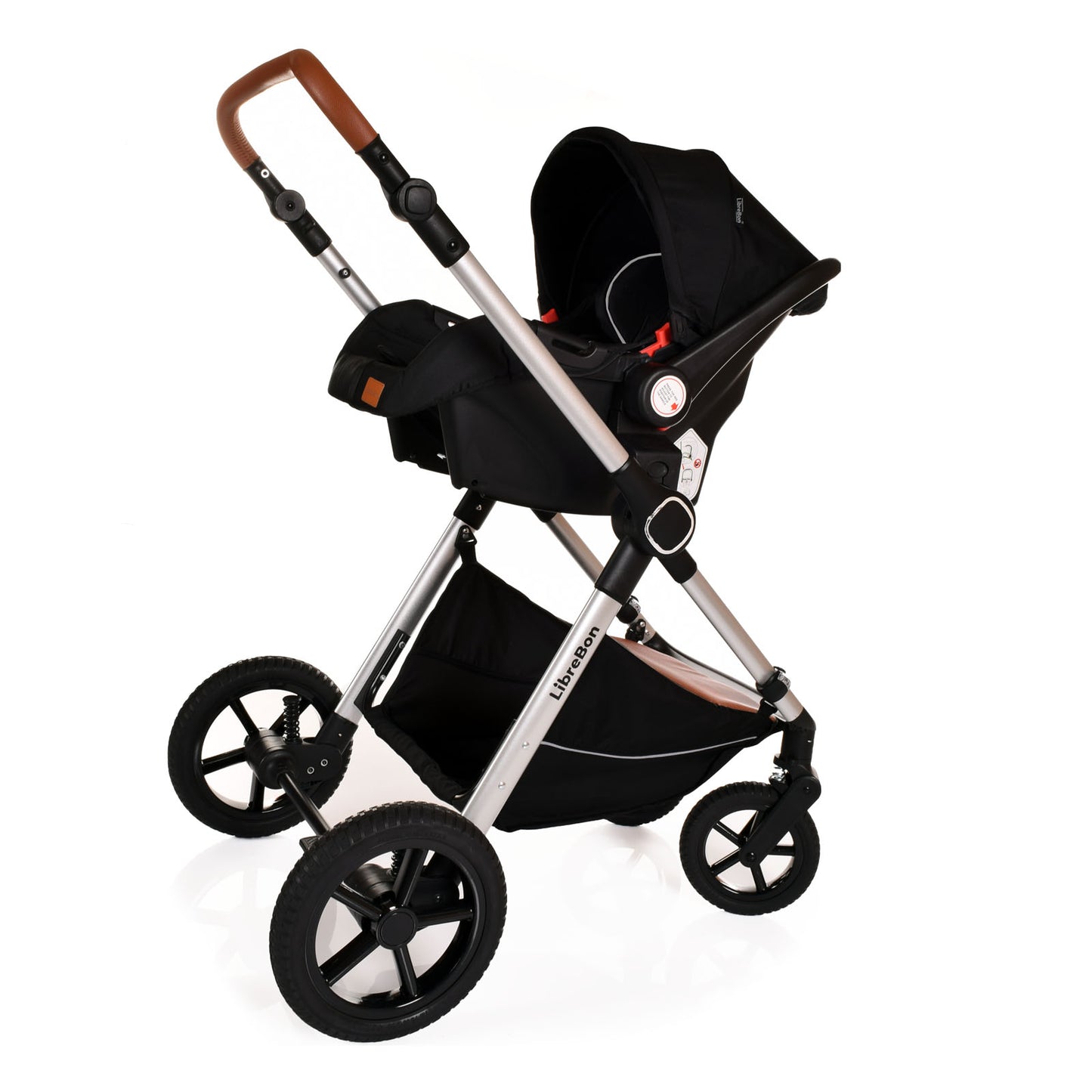 Librebon Baby Pram Pushchair Foldable Buggy Travel System With Car Seat From Birth Black Silver