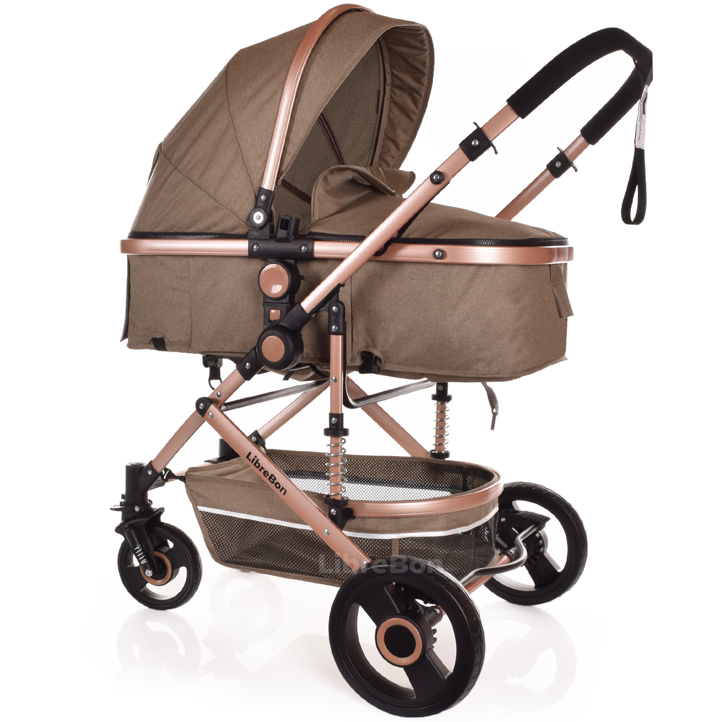 Baby Pram  Pushchair Buggy 3 in 1 Travel System With Car Seat Beige
